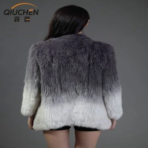 Best Quality Rabbit Fur Shearing Long Garment For Russian People Real Animal Fur Overcoat With Belt