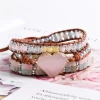 Best Selling Beautiful Natural Stones Rose Quartz Bracelet Rhodonite Crystal Handmade Jewelry Gift Women
