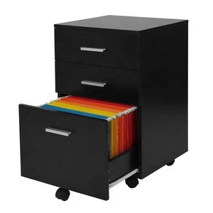 Black Color Wood Filing Cabinet with 3 Drawer