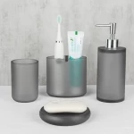 Black Matte Home with Toothbrush Cup Mouthwash Cup Frosted Translucent Hotel Resin Bathroom Accessories 4 Pieces Set
