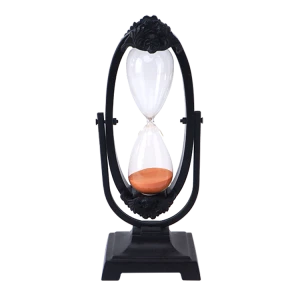 Black Revolving Iron Hourglass with Skull Decor , For Seasonal Decor , Cool and Young Collection