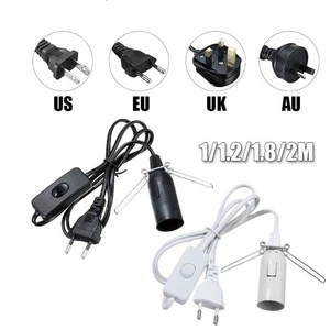 Black/White 1/1.2/1.8/2M Cord ON / OFF Switch Lamp Base Himalayan Salt Lamp Electric Power US/EU/UK/AU Plug