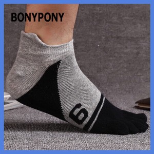 Bonypony Summer Mens Combed Cotton Toe Sock Anti Microbial Moisture Wicking 5 Colors Breathable Five Finger Socks