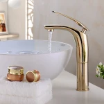 Brass Chrome/ Golden/ Red/ White/Black Surface Single Lever Mixer Taps , High ARC Golden Basin Faucet