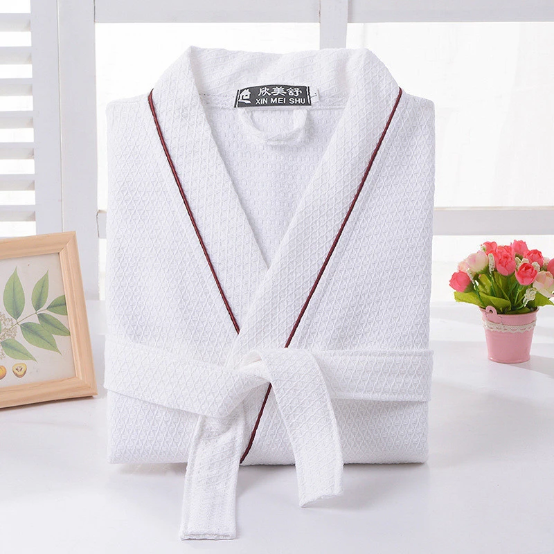 Bulk Organic Waffle Robes 100% Cotton Hilton Hotel Towel Bathrobe For Spa