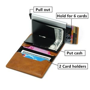 Burglar Men Vintage Holder Lock Unisex Security Aluminum Metal Purse Credit Card Leather Wallet