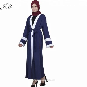 Casual Muslim Abaya 2018 Striped Dress Belt Long Cardigan Dressing Gowns Kimono Ramadan Middle East Islamic Clothing