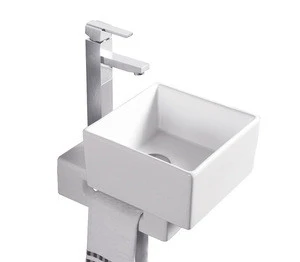 CB-46004 Wall-Hung Sinks Type and Single Hole Faucet Mount square bathroom sink ceramic basin