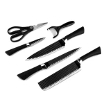 Cheap 6 pcs Kitchen Knife Set with PP Handle Non-Stick Coating Stainless Steel Chef Cleaver Carving Paring Peeler Scissor Knife