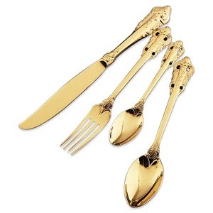 Cheap Luxury Eco-friendly Gold Silver Restaurant 304 Stainless Steel Fork Spoon Knife Set Tableware Dinnerware Sets