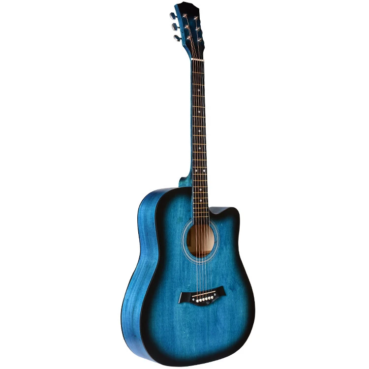 Cheap price high quality blue beginner guitar 41 inch acoustic guitar made of Basswood plywood