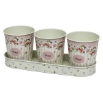 Cheap set of 3 decorative zinc small pot with pedestal