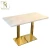 Import cheap white marble top stainless steel base bar tables coffee shop restaurant dining table from China