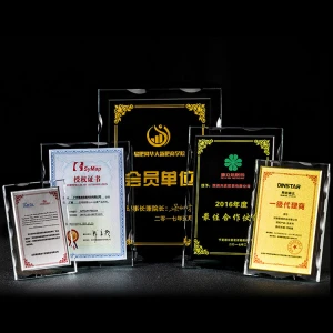 Cheaper Various Size Custom Authorization Trophy Award Crystal Glass Plaque For Shield Gifts