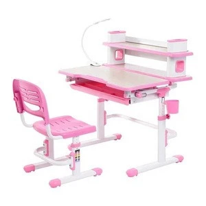 Children Study Table and Chair Adjustable Height for Kids with Cup Holder