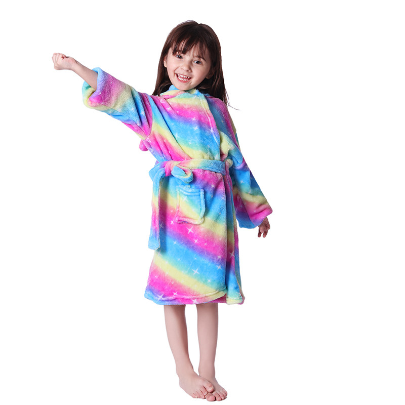 Buy Children Towel Beach Baby Bath Robe Animal Rainbow Unicorn Hooded Bathrobes For Boys Girls ...