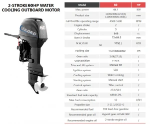 China 2 STROKE 60HP with Electric Start Fishing Boat Engine Outboard Motor