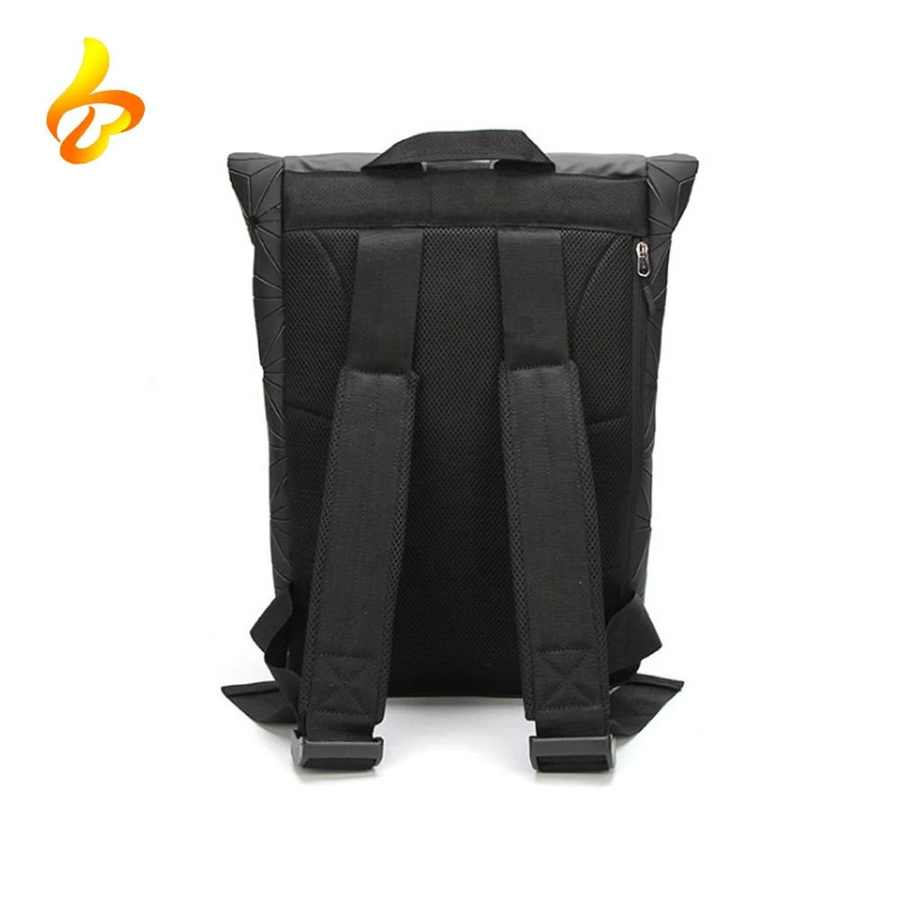 China Manufacturer Custom Computer Layer Rolling Top Closed Laptop Bag Black Fashion Laptop Backpack