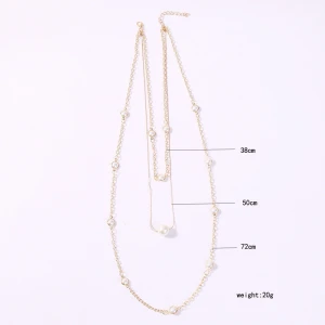C&J All-match Jewelry Female Multi-layer Fashion Clavicle Chain Pearl Necklace