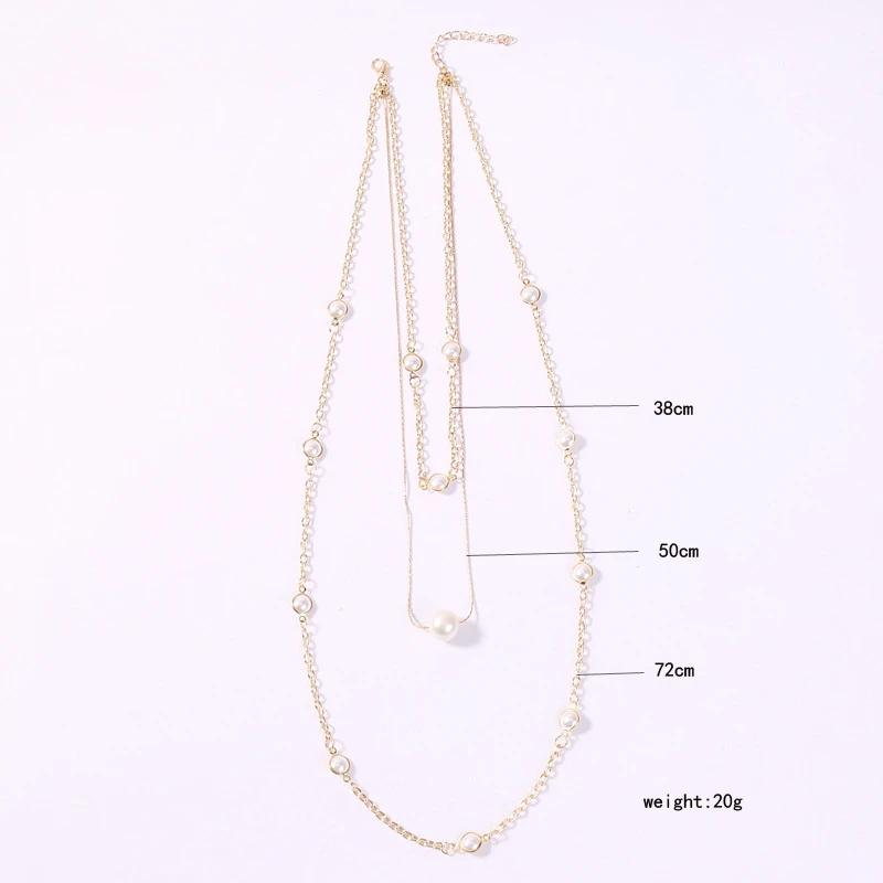 C&J All-match Jewelry Female Multi-layer Fashion Clavicle Chain Pearl Necklace
