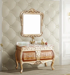 classic marble counter-top bathroom cabinet antique wood bathroom vanity