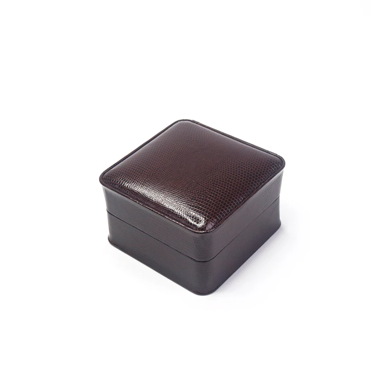 Classical Brown Square Leather Paper Outside White PU Pad Golden Hot Stamp Logo Jewelry Bangle Box