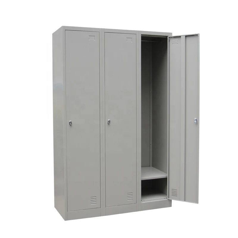 Clothes Cupboard Design Metal Iron Wardrobe Gym 3 Door steel Locker