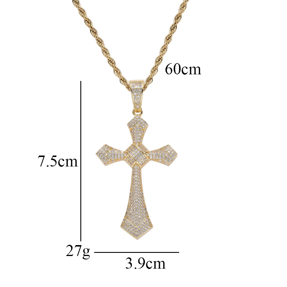 CN371  Wholesale cross Pendant Micro pave with CZ Bling Bling Mens Pendant Necklace Rock Hip Hop Jewelry