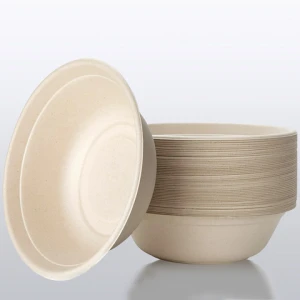 Compostable Biodegradable Disposable Tableware, Eco-Friendly Sugar Cane Round Bowl