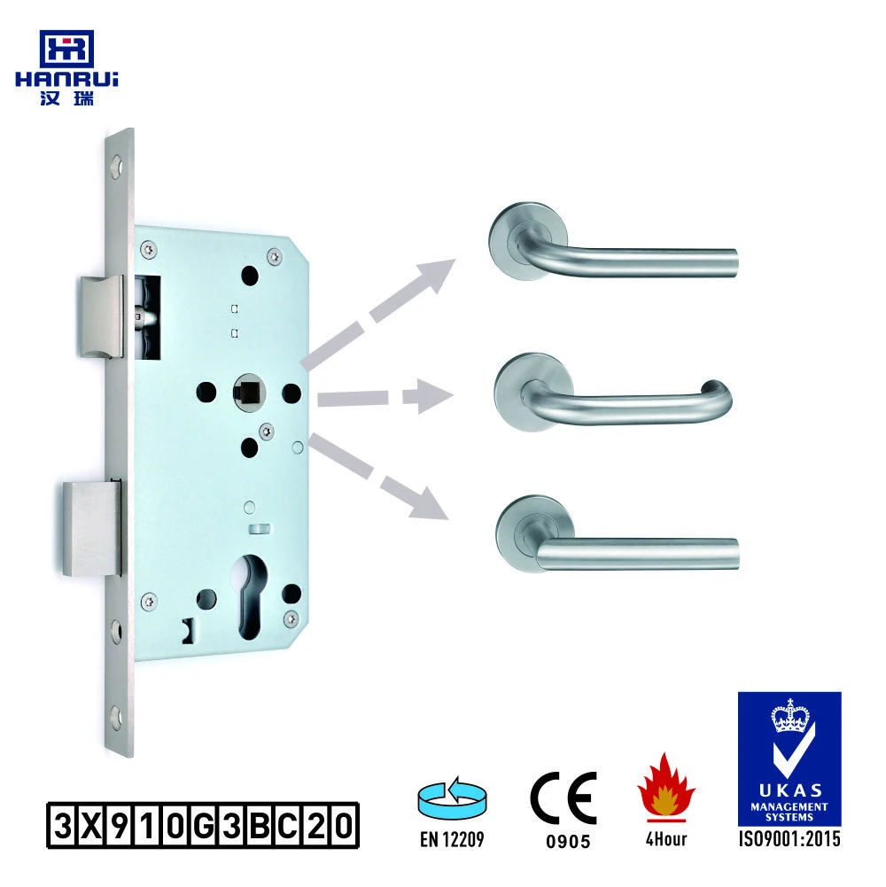 Construction hardware CE certification  EN12209 DIN18251 EN1634-1 fire rated mortise lock 7255Z / 55mm fire proof door lock body