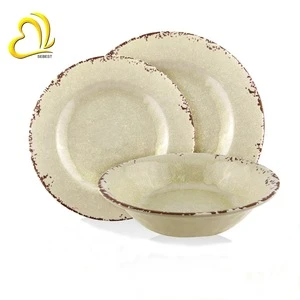 Crack design wholesale round plate  set melamine dinnerware