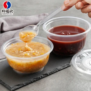 Custom disposable food packaging plastic soup bowl with lid take out disposable leak proof food containers plastic bowl