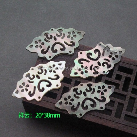 Custom engraved round fruit hollow laser cut filigree designs MOP mother of pearl shell