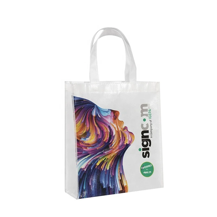 Custom Fashion Tote Multi- color Full Print Logo Laminated Non Woven Bag