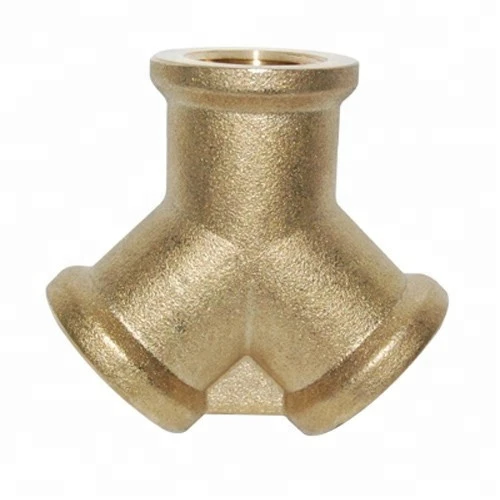Custom high precision brass forging sand blasting 3 way pipe fitting parts