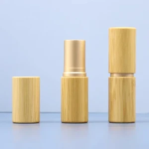 Custom laser engraving empty wood bamboo lip balm container 5 g round natural bamboo chap stick lipstick tubes