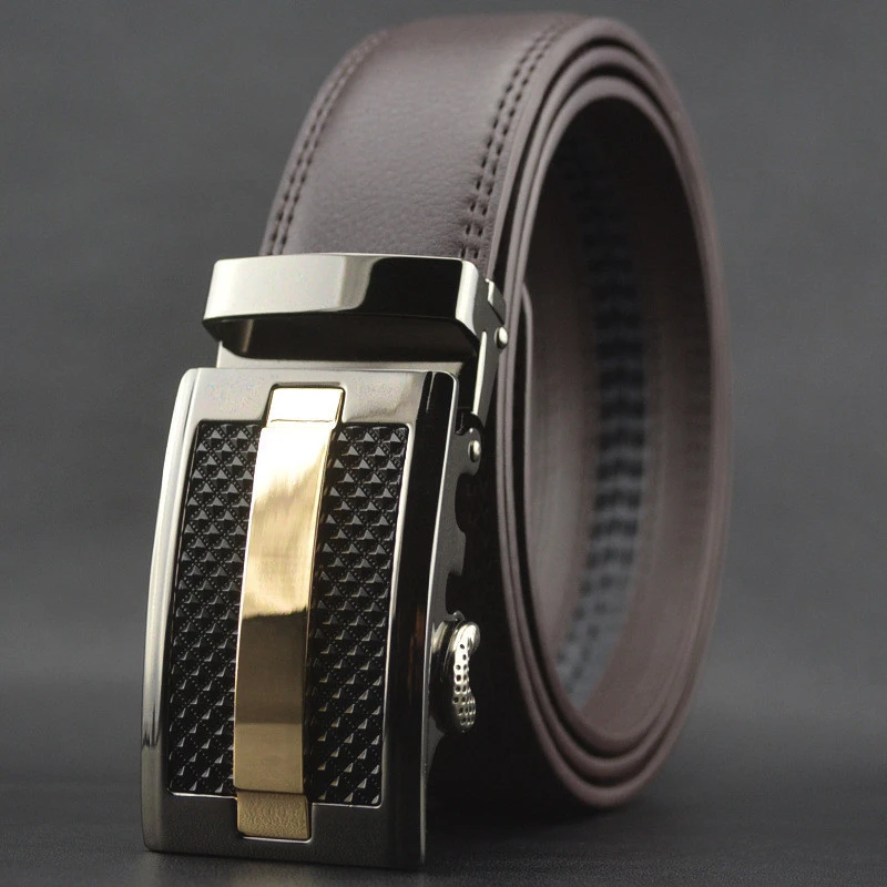 Custom Logo Automatic Sliding Buckle Mexican Genuine Leather Belt For Men