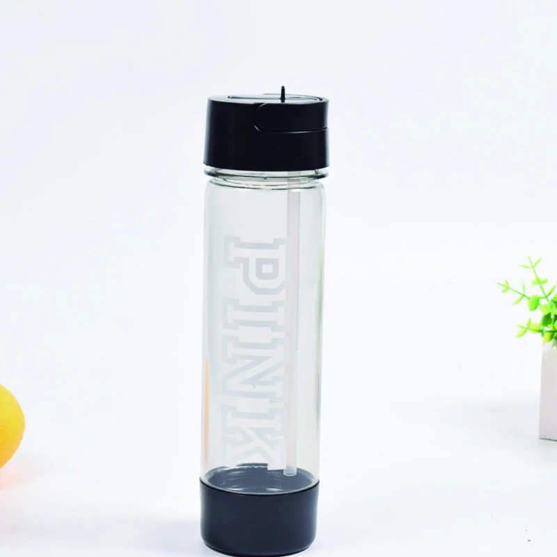 Custom Logo BPA Free Sport Water Bottle  Running Cycling Travel Plastic Drinking Bottle with Straw