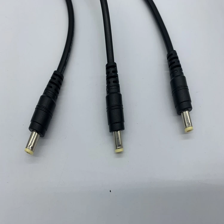 Custom one female to three males 5.5*2.5/5.5*2.1 dc male power cable 5.5mm 2.1mm for laptop/CCTV/Audio Equipment