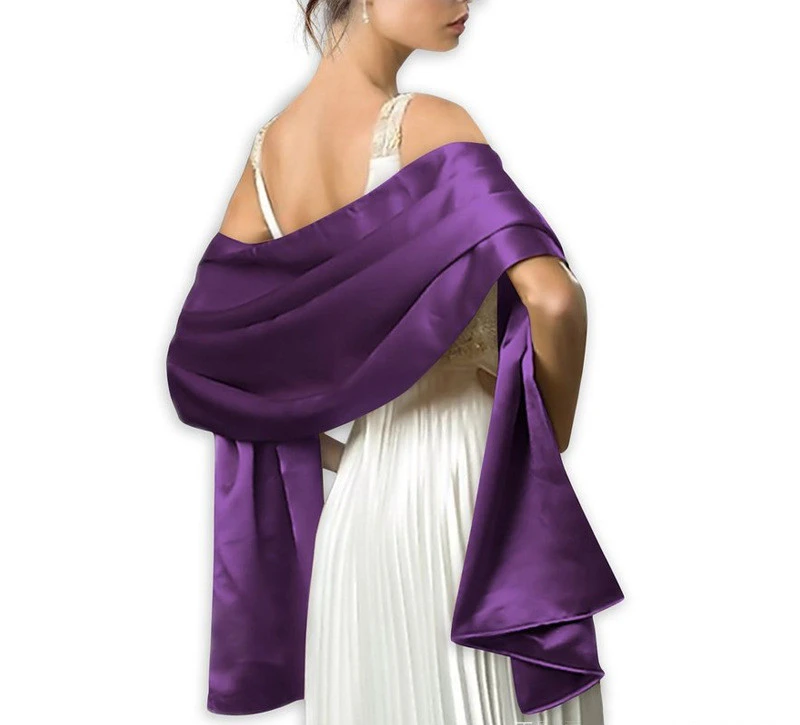Custom plain color satin silk shawl