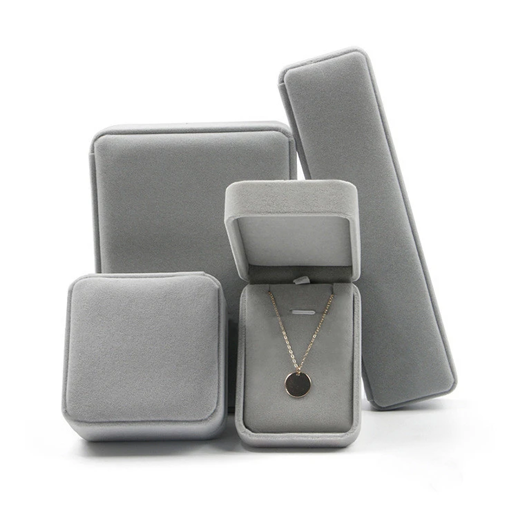 Custom Velvet Fabric Jewellery Packaging Necklace Bangle Bracelet Ring Set Jewelry Box
