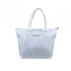 Custom White Canvas Bag School Use Beach Cotton Canvas Bag With Zipper