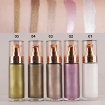 Custom Wholesale 5 Colors Makeup Bronzer Vegan Highlighter Cream Private Label Face Body Glitter Shimmer Liquid Highlighter
