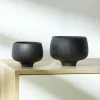 Custom Wholesales Nordic Small Ceramic Flower Pot Indoor Black Glazed Succulent Planter Pot