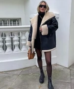 custom women leather jacket with fur winter thick warm jacket women coat