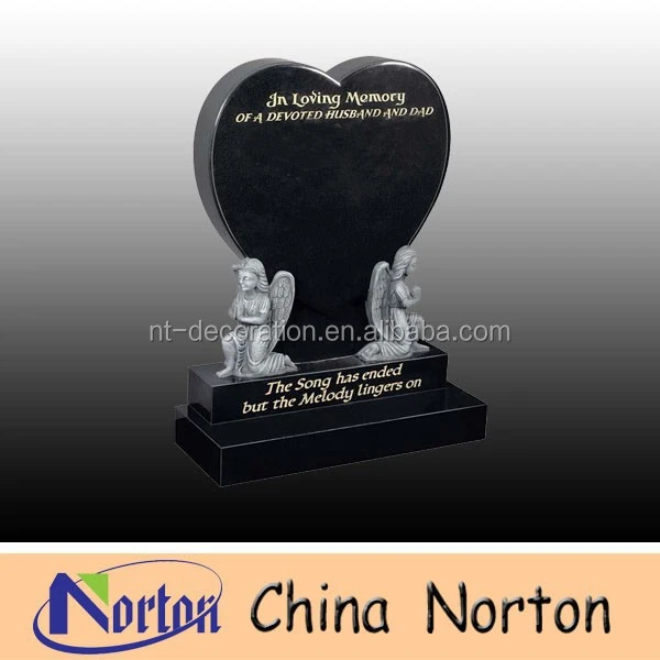 customized artificial carved angel heart shaped granite tombstone NTGT-134S