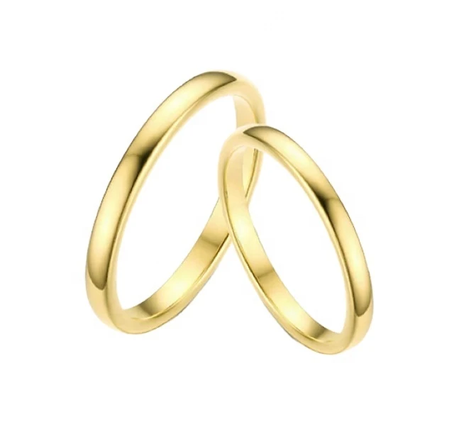 Customized Fashion Unisex Engagement Ring Set, Gold Plated Wedding Ring Set