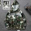 Customized High Quality Camouflage Hoodie Street Mens Casual Tree Branch Oversized Letter Print Zipper Hooded Sweatshirt