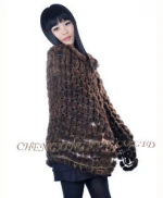 CX-B-M-56 Wholesale Women Cape Mink Fur Fashion Poncho/ Fur Shawl
