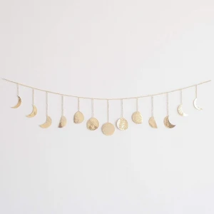 Decorative Garland Decor with gold moon chains Metal Moon Cycle Banner for dorm decor